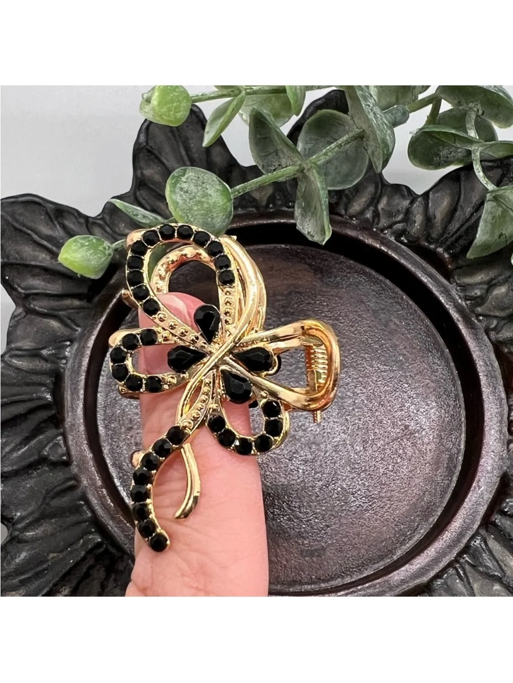 Chic Gold and Black Butterfly Hair Clip Claw FINAL PRICE DROP